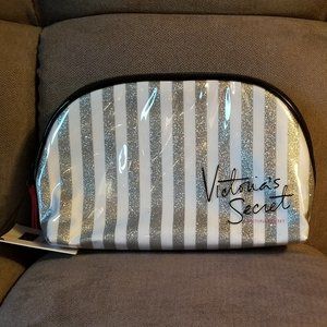 Victoria's Secret white silver glitter stripe bag